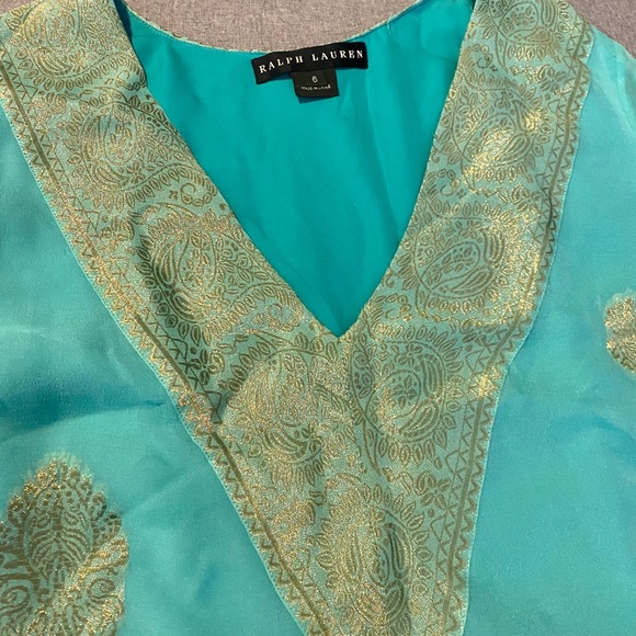 Ralph Lauren silk gold top - Picture 2 of 5